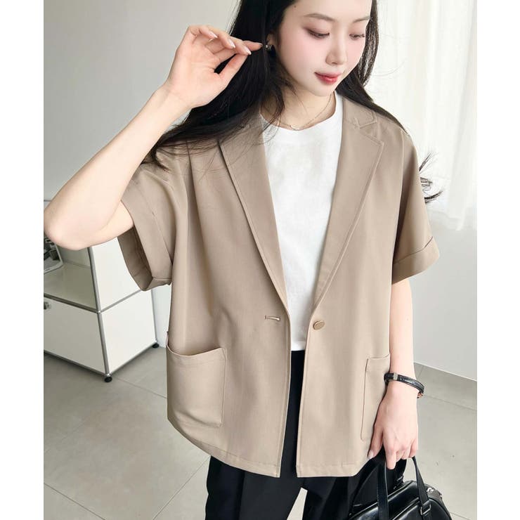 半袖テーラージャケット マットゴールド釦 | moment+ | 詳細画像40 