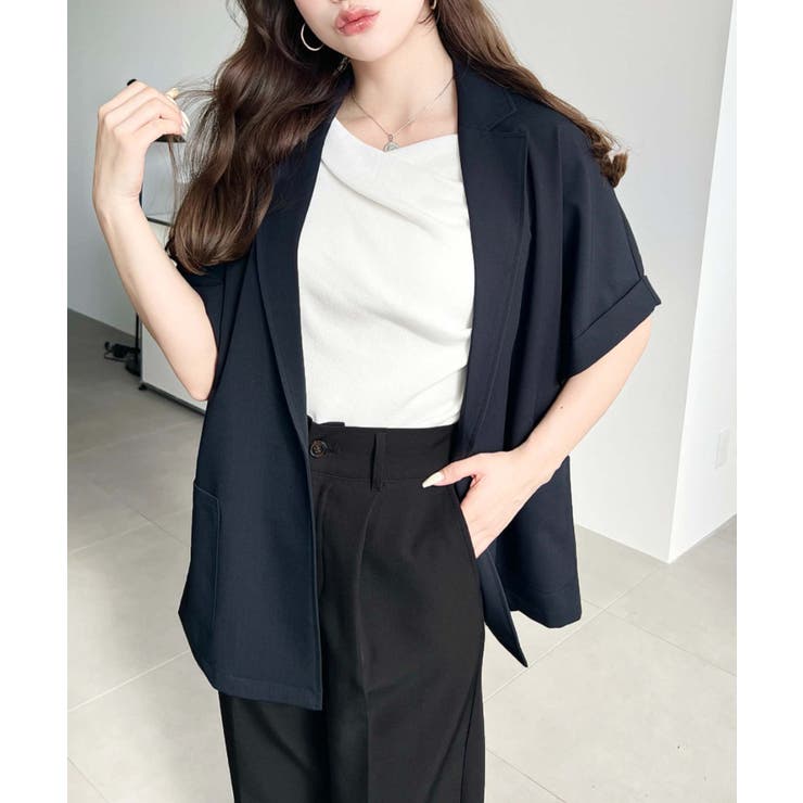 半袖テーラージャケット マットゴールド釦 | moment+ | 詳細画像42 