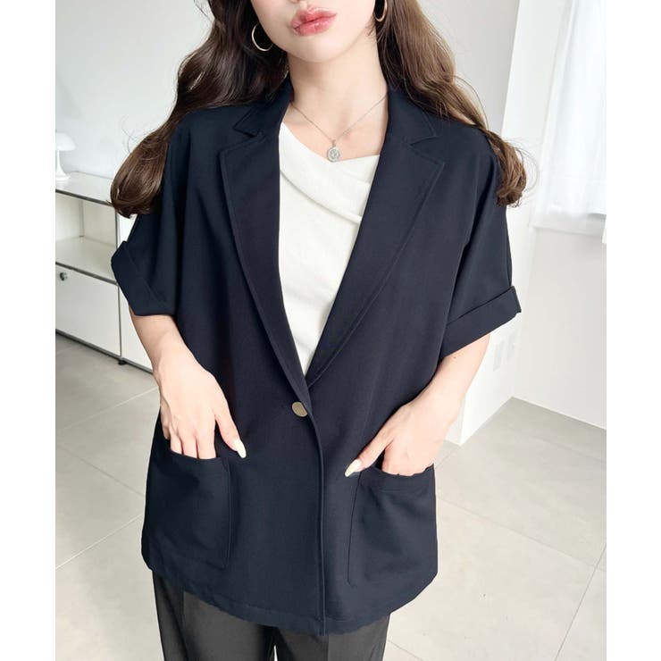 半袖テーラージャケット マットゴールド釦 | moment+ | 詳細画像44 