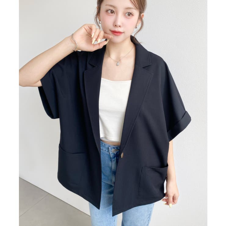 半袖テーラージャケット マットゴールド釦 | moment+ | 詳細画像45 