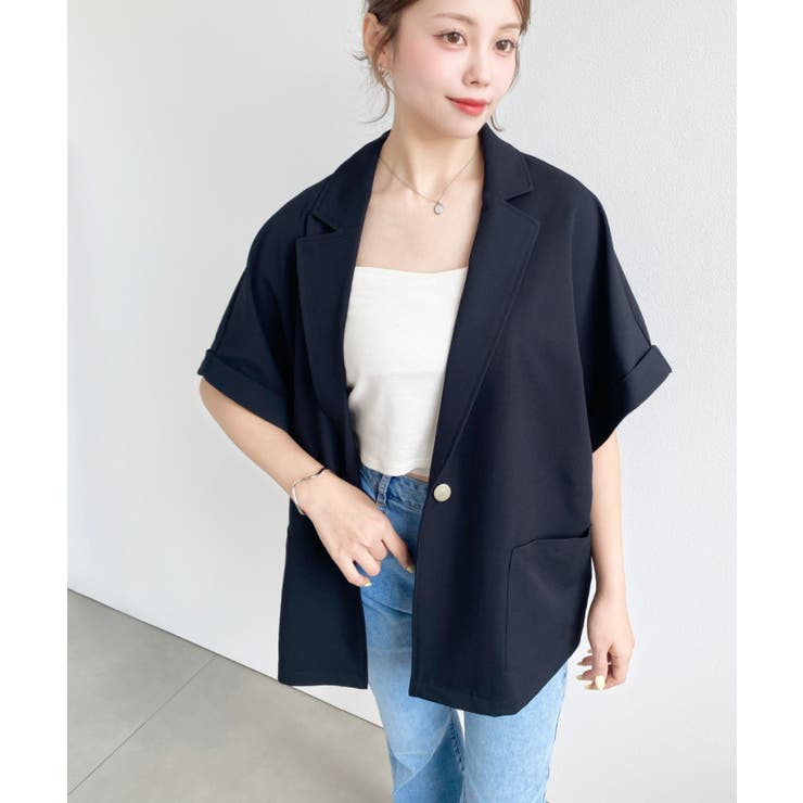 半袖テーラージャケット マットゴールド釦 | moment+ | 詳細画像46 