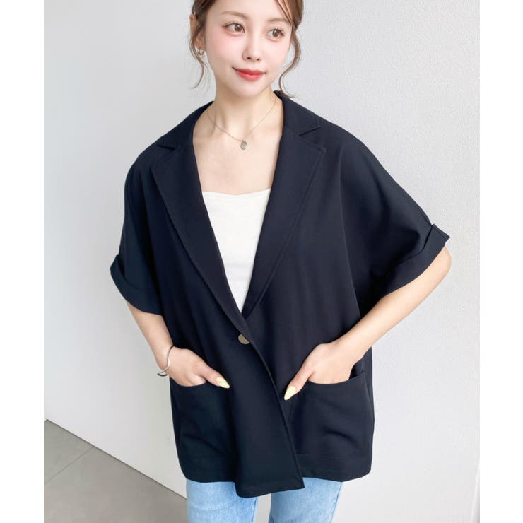 半袖テーラージャケット マットゴールド釦 | moment+ | 詳細画像47 