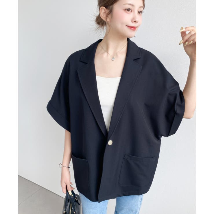 半袖テーラージャケット マットゴールド釦 | moment+ | 詳細画像49 