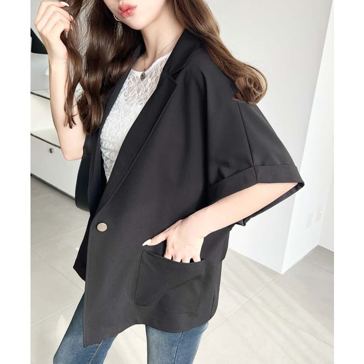 半袖テーラージャケット マットゴールド釦 | moment+ | 詳細画像5 