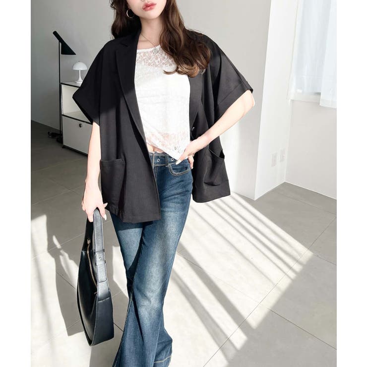 半袖テーラージャケット マットゴールド釦 | moment+ | 詳細画像6 