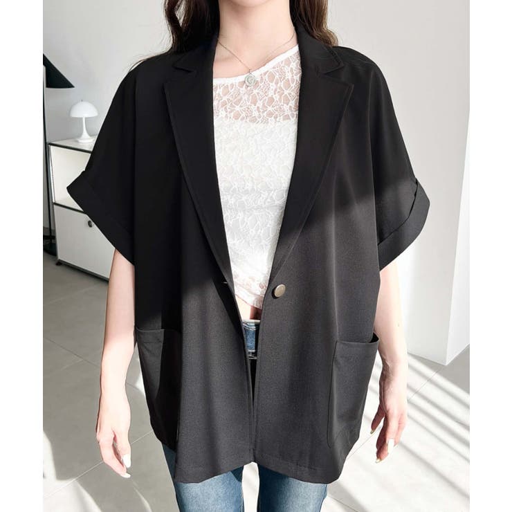 半袖テーラージャケット マットゴールド釦 | moment+ | 詳細画像7 