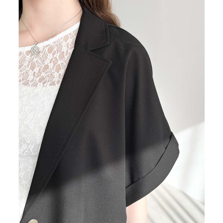 半袖テーラージャケット マットゴールド釦 | moment+ | 詳細画像9 