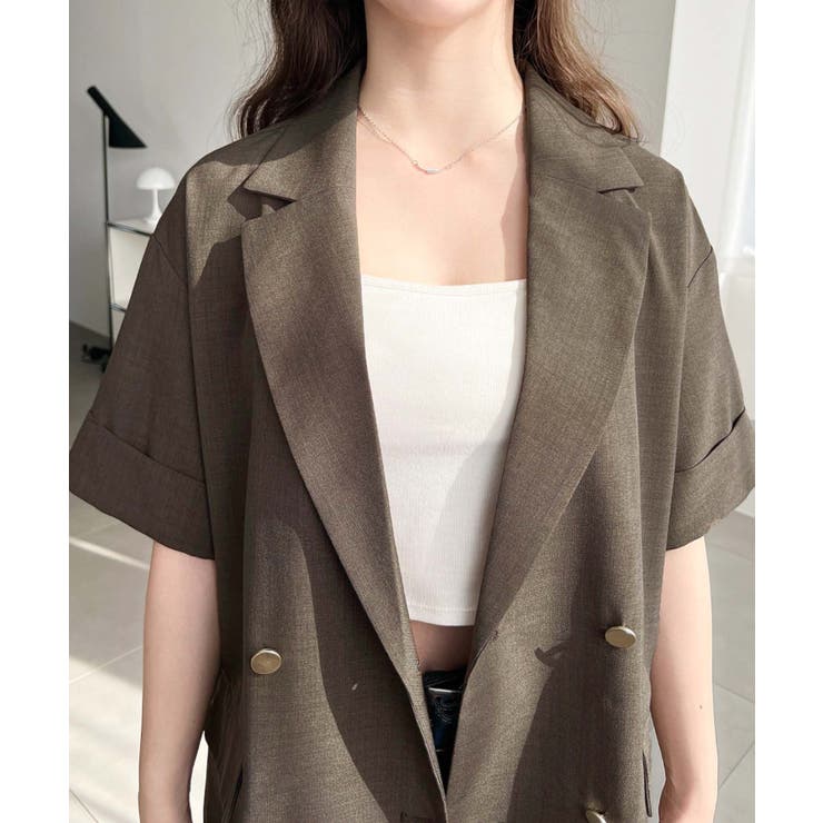 リネンタッチ半袖ダブルテーラージャケット | moment+ | 詳細画像22 