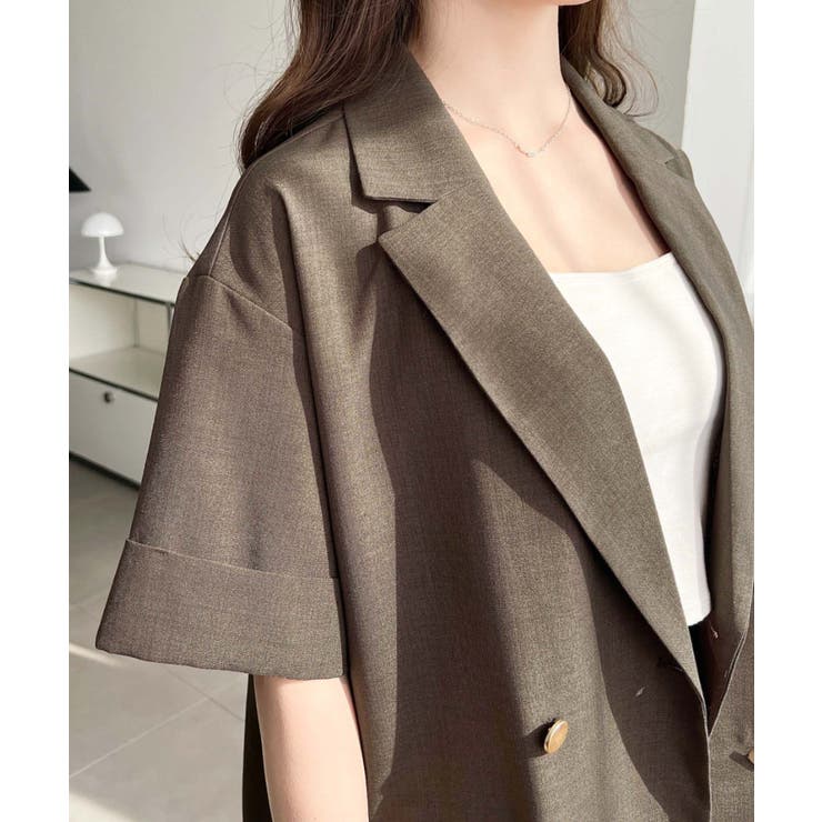 リネンタッチ半袖ダブルテーラージャケット | moment+ | 詳細画像23 