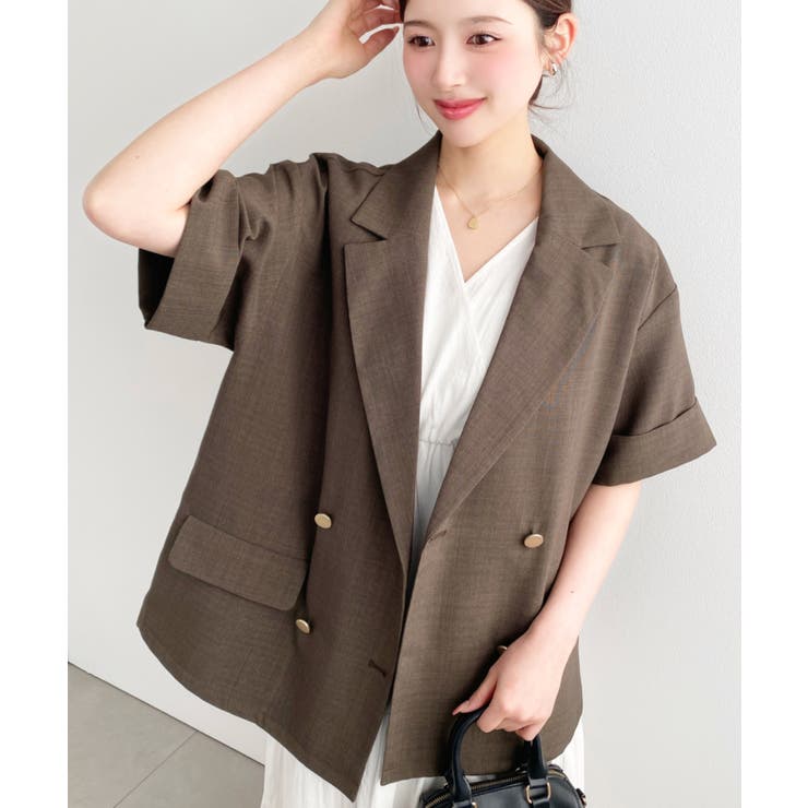 リネンタッチ半袖ダブルテーラージャケット | moment+ | 詳細画像27 