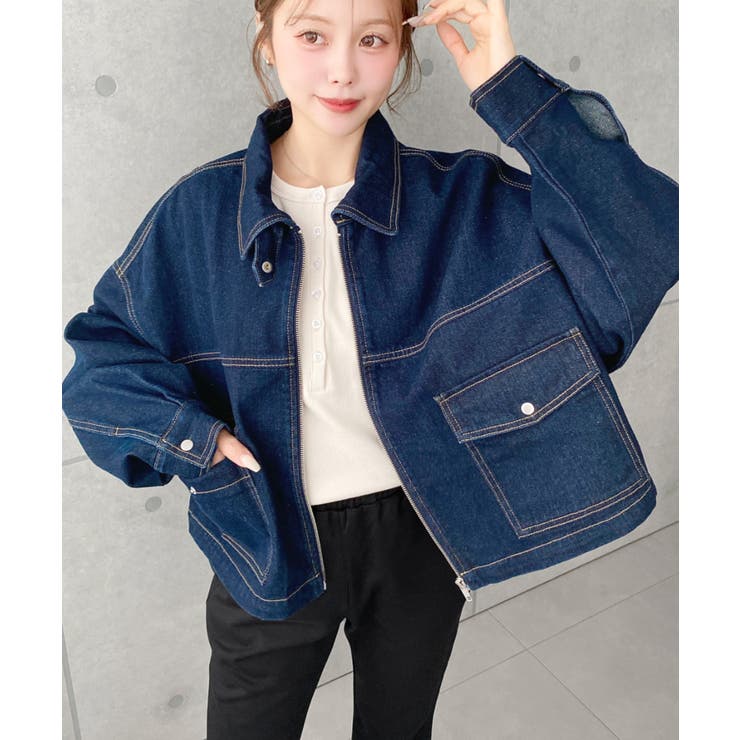 デニムショートブルゾン ヘビーウエイト | moment+ | 詳細画像11 