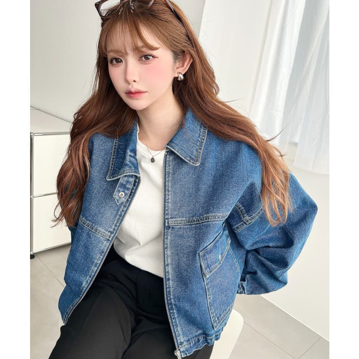 デニムショートブルゾン ヘビーウエイト | moment+ | 詳細画像16 