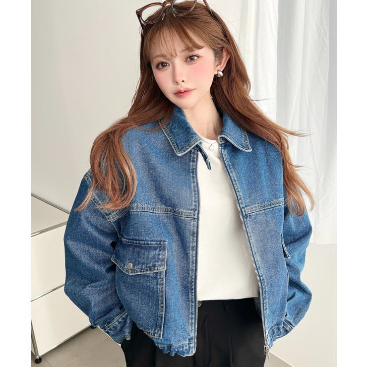 デニムショートブルゾン ヘビーウエイト | moment+ | 詳細画像19 