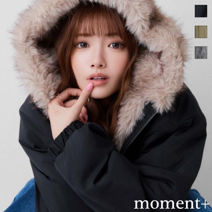＼HIMEKAさん着用☆／ファーフードブルゾン | moment+ | 詳細画像1 