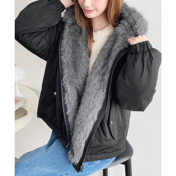 ＼HIMEKAさん着用☆／ファーフードブルゾン | moment+ | 詳細画像3 