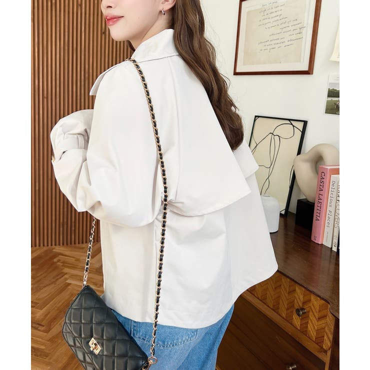 コットンライクツイルキャンディスリーブショートトレンチ | moment+ | 詳細画像11 