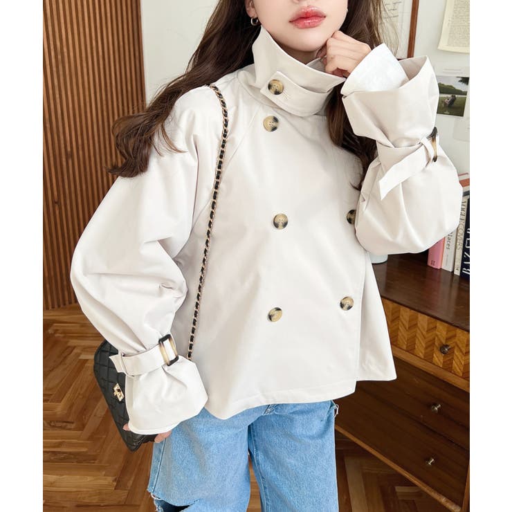 コットンライクツイルキャンディスリーブショートトレンチ | moment+ | 詳細画像12 