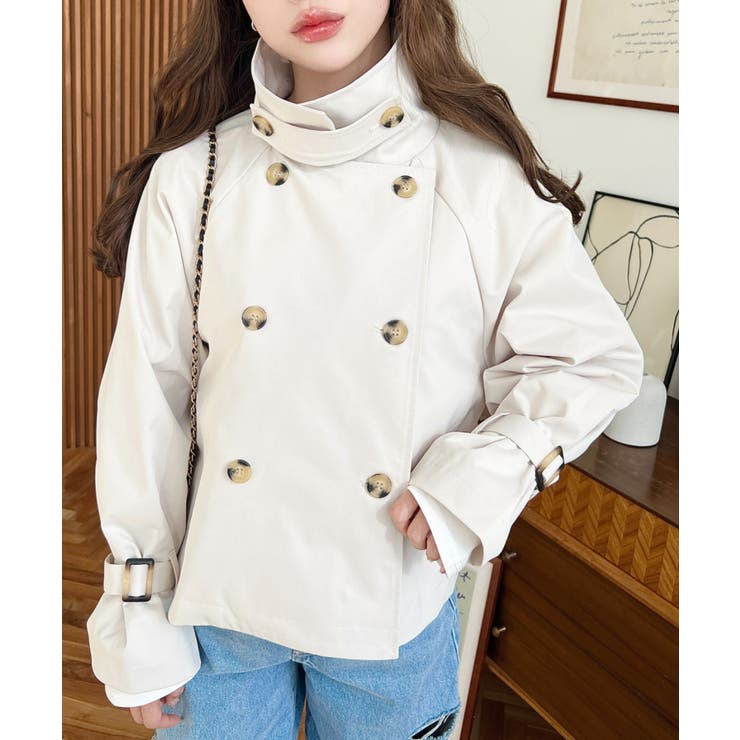 コットンライクツイルキャンディスリーブショートトレンチ | moment+ | 詳細画像13 