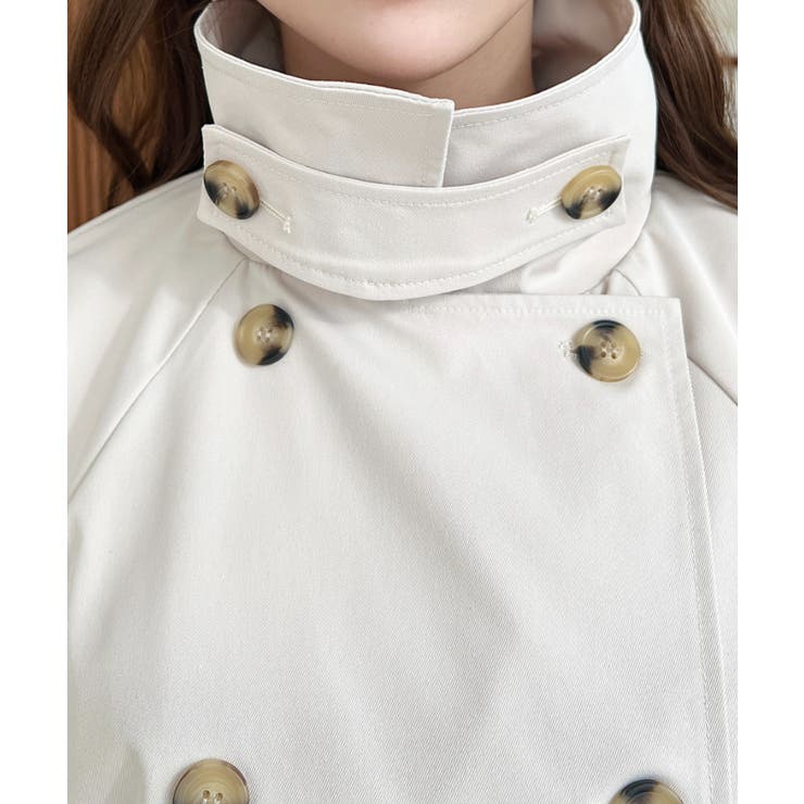 コットンライクツイルキャンディスリーブショートトレンチ | moment+ | 詳細画像15 