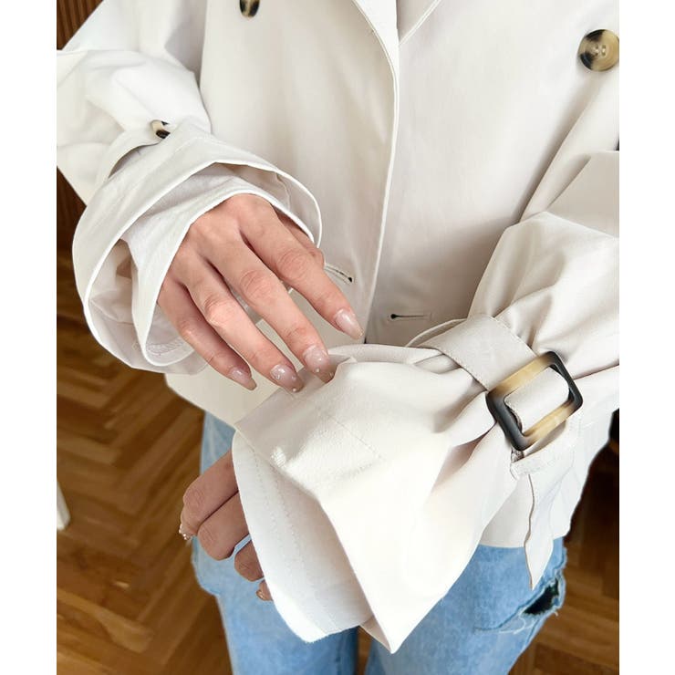 コットンライクツイルキャンディスリーブショートトレンチ | moment+ | 詳細画像16 