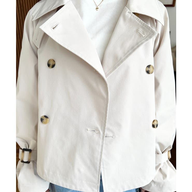 コットンライクツイルキャンディスリーブショートトレンチ | moment+ | 詳細画像17 