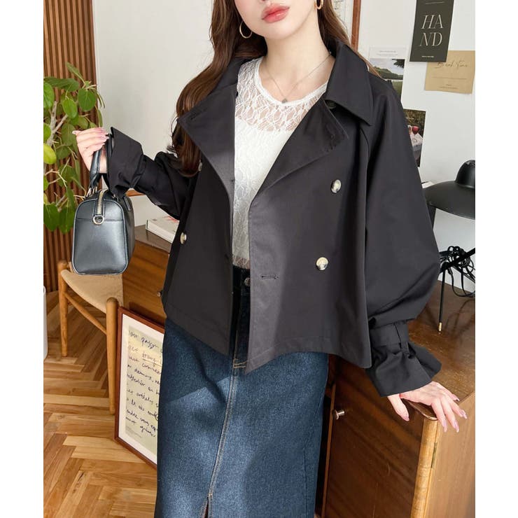 コットンライクツイルキャンディスリーブショートトレンチ | moment+ | 詳細画像20 