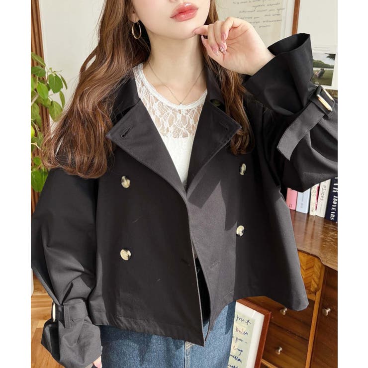 コットンライクツイルキャンディスリーブショートトレンチ | moment+ | 詳細画像21 