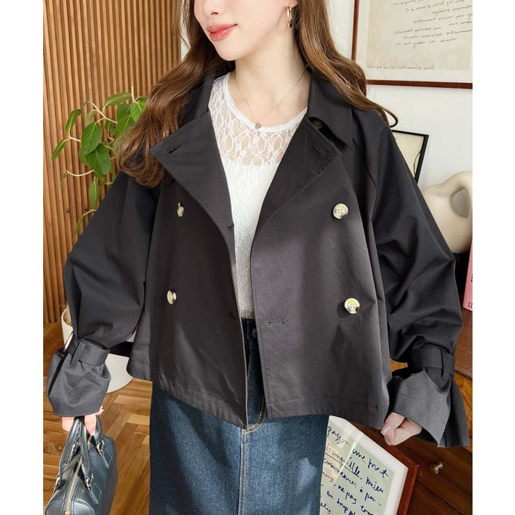 コットンライクツイルキャンディスリーブショートトレンチ | moment+ | 詳細画像22 