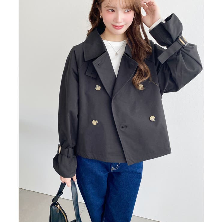 コットンライクツイルキャンディスリーブショートトレンチ | moment+ | 詳細画像26 