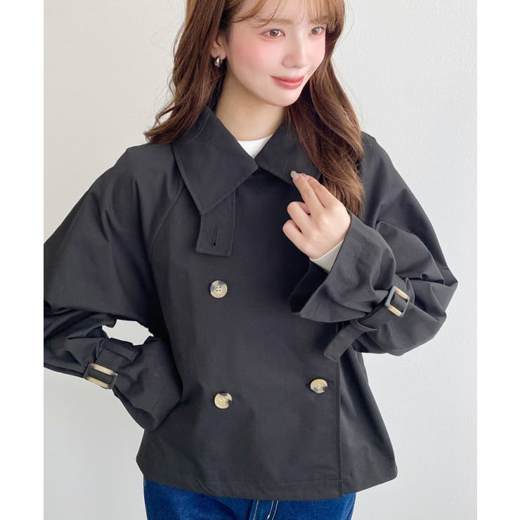 コットンライクツイルキャンディスリーブショートトレンチ | moment+ | 詳細画像27 