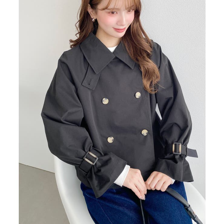 コットンライクツイルキャンディスリーブショートトレンチ | moment+ | 詳細画像28 