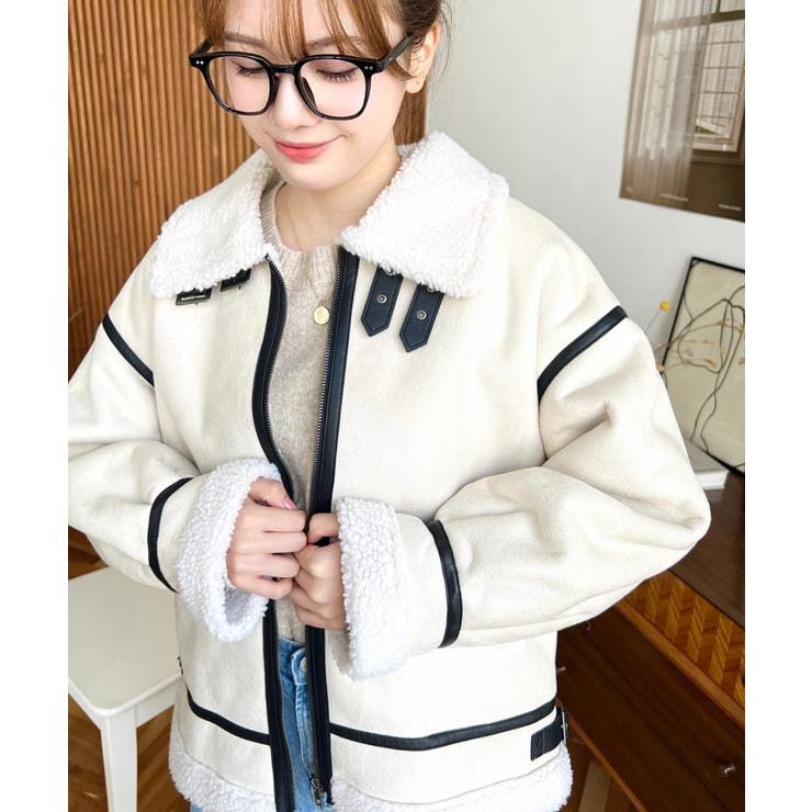 スエード×ボアフェイクムートンB-3ジャケットブルゾン | moment+ | 詳細画像10 