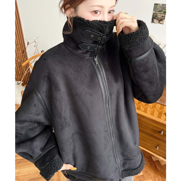 スエード×ボアフェイクムートンB-3ジャケットブルゾン | moment+ | 詳細画像11 