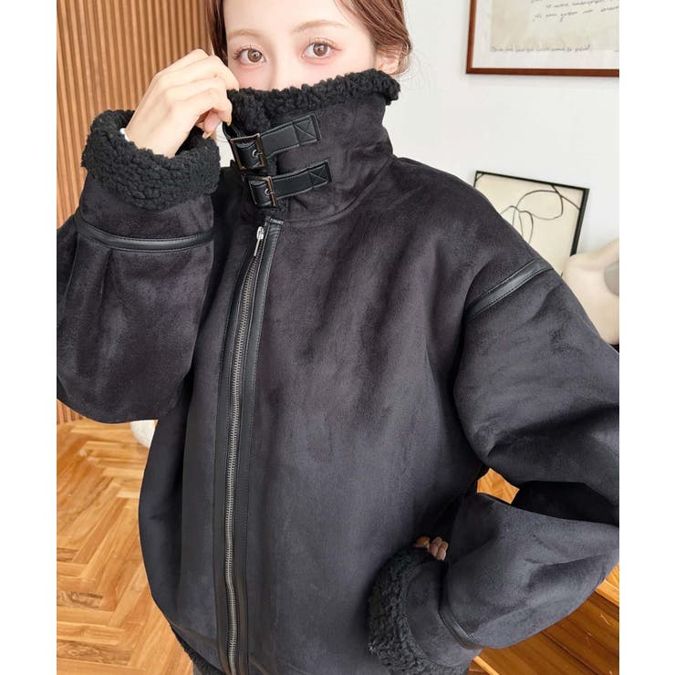 スエード×ボアフェイクムートンB-3ジャケットブルゾン | moment+ | 詳細画像12 