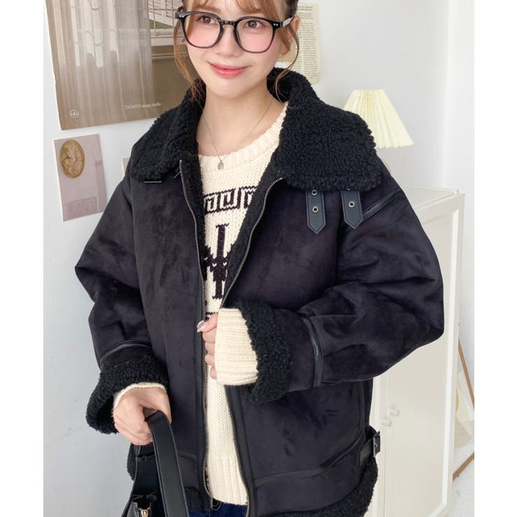 スエード×ボアフェイクムートンB-3ジャケットブルゾン | moment+ | 詳細画像14 