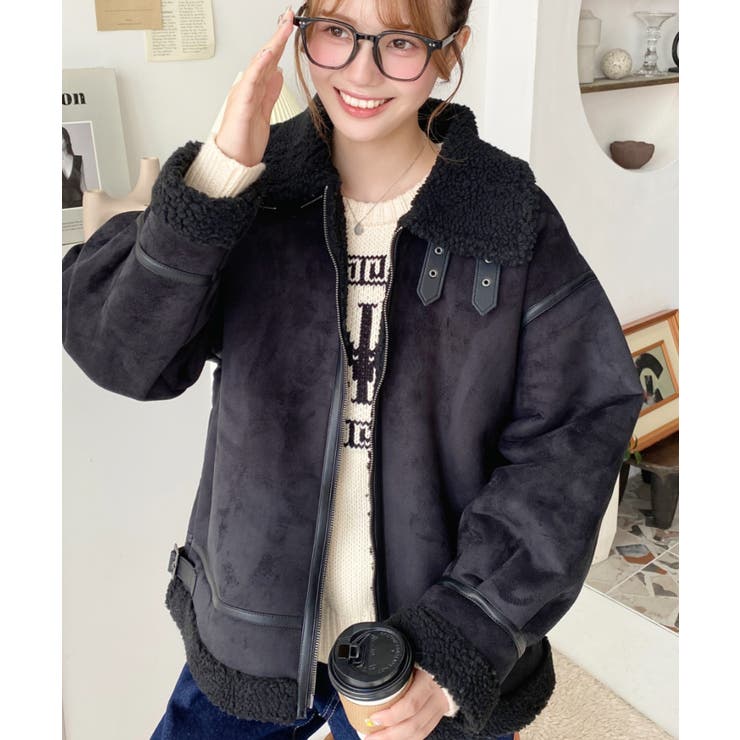 スエード×ボアフェイクムートンB-3ジャケットブルゾン | moment+ | 詳細画像15 