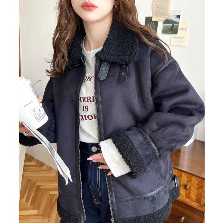 スエード×ボアフェイクムートンB-3ジャケットブルゾン | moment+ | 詳細画像21 