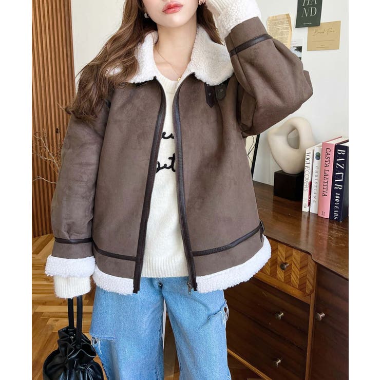 スエード×ボアフェイクムートンB-3ジャケットブルゾン | moment+ | 詳細画像28 