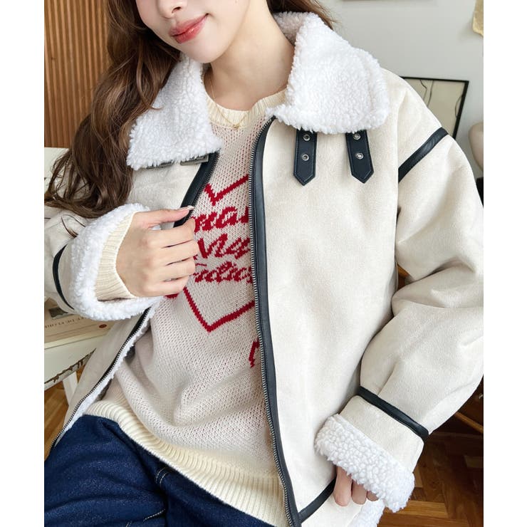 スエード×ボアフェイクムートンB-3ジャケットブルゾン | moment+ | 詳細画像3 