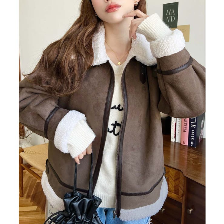 スエード×ボアフェイクムートンB-3ジャケットブルゾン | moment+ | 詳細画像29 