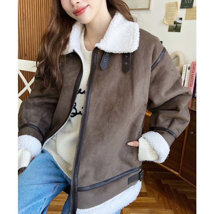 スエード×ボアフェイクムートンB-3ジャケットブルゾン | moment+ | 詳細画像30 