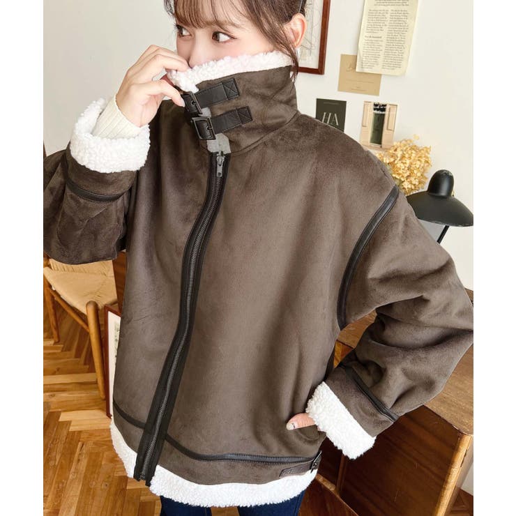 スエード×ボアフェイクムートンB-3ジャケットブルゾン | moment+ | 詳細画像32 