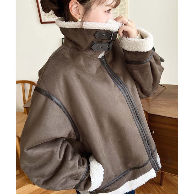 スエード×ボアフェイクムートンB-3ジャケットブルゾン | moment+ | 詳細画像33 