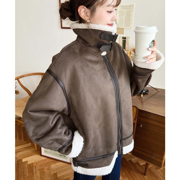 スエード×ボアフェイクムートンB-3ジャケットブルゾン | moment+ | 詳細画像34 