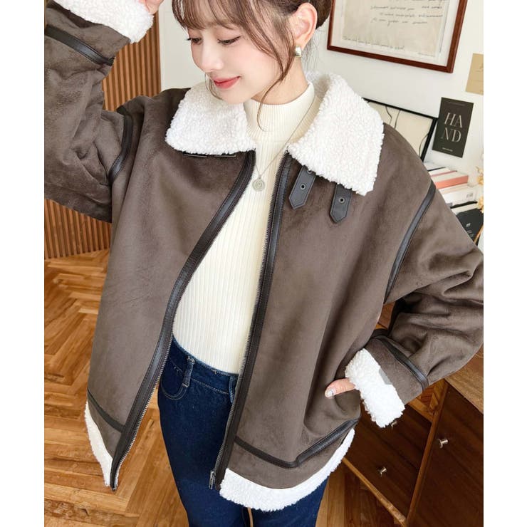 スエード×ボアフェイクムートンB-3ジャケットブルゾン | moment+ | 詳細画像35 