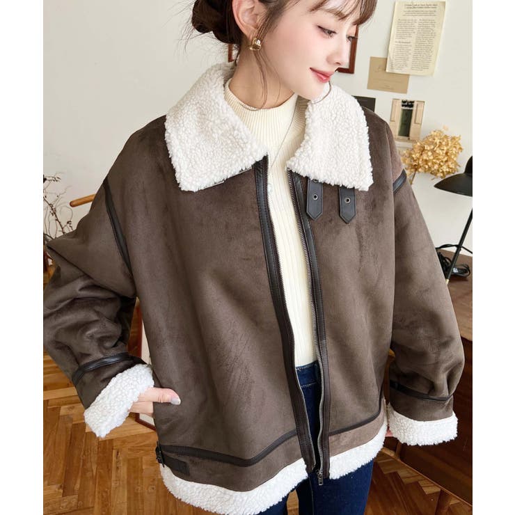 スエード×ボアフェイクムートンB-3ジャケットブルゾン | moment+ | 詳細画像37 