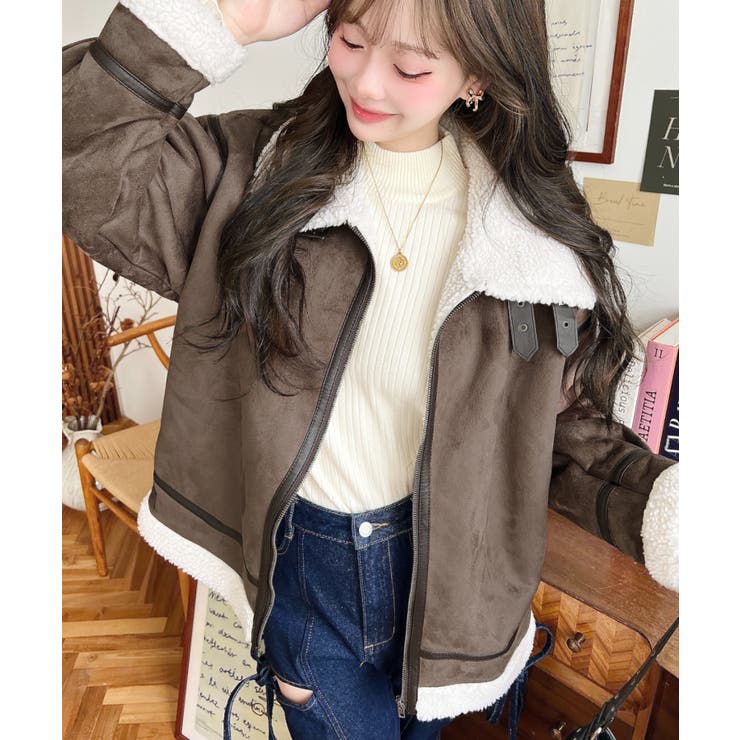 スエード×ボアフェイクムートンB-3ジャケットブルゾン | moment+ | 詳細画像38 