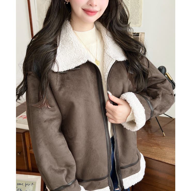 スエード×ボアフェイクムートンB-3ジャケットブルゾン | moment+ | 詳細画像39 