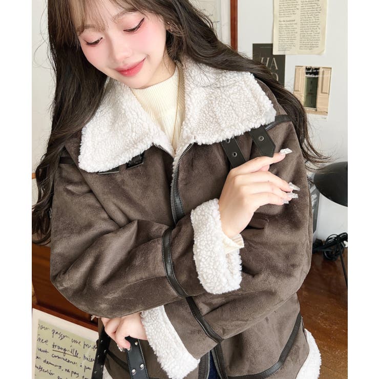 スエード×ボアフェイクムートンB-3ジャケットブルゾン | moment+ | 詳細画像40 