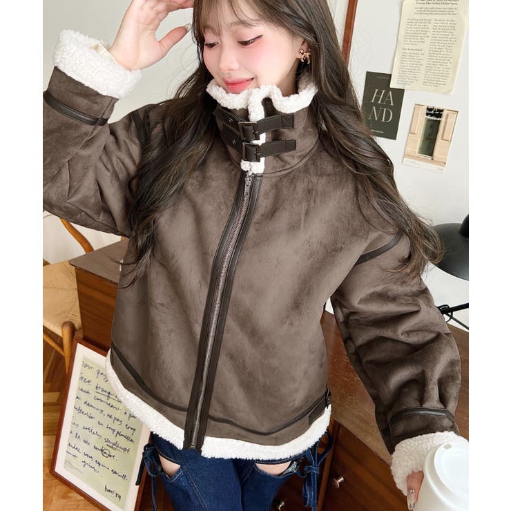 スエード×ボアフェイクムートンB-3ジャケットブルゾン | moment+ | 詳細画像41 